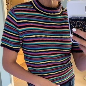 Zara striped mock neck tee
